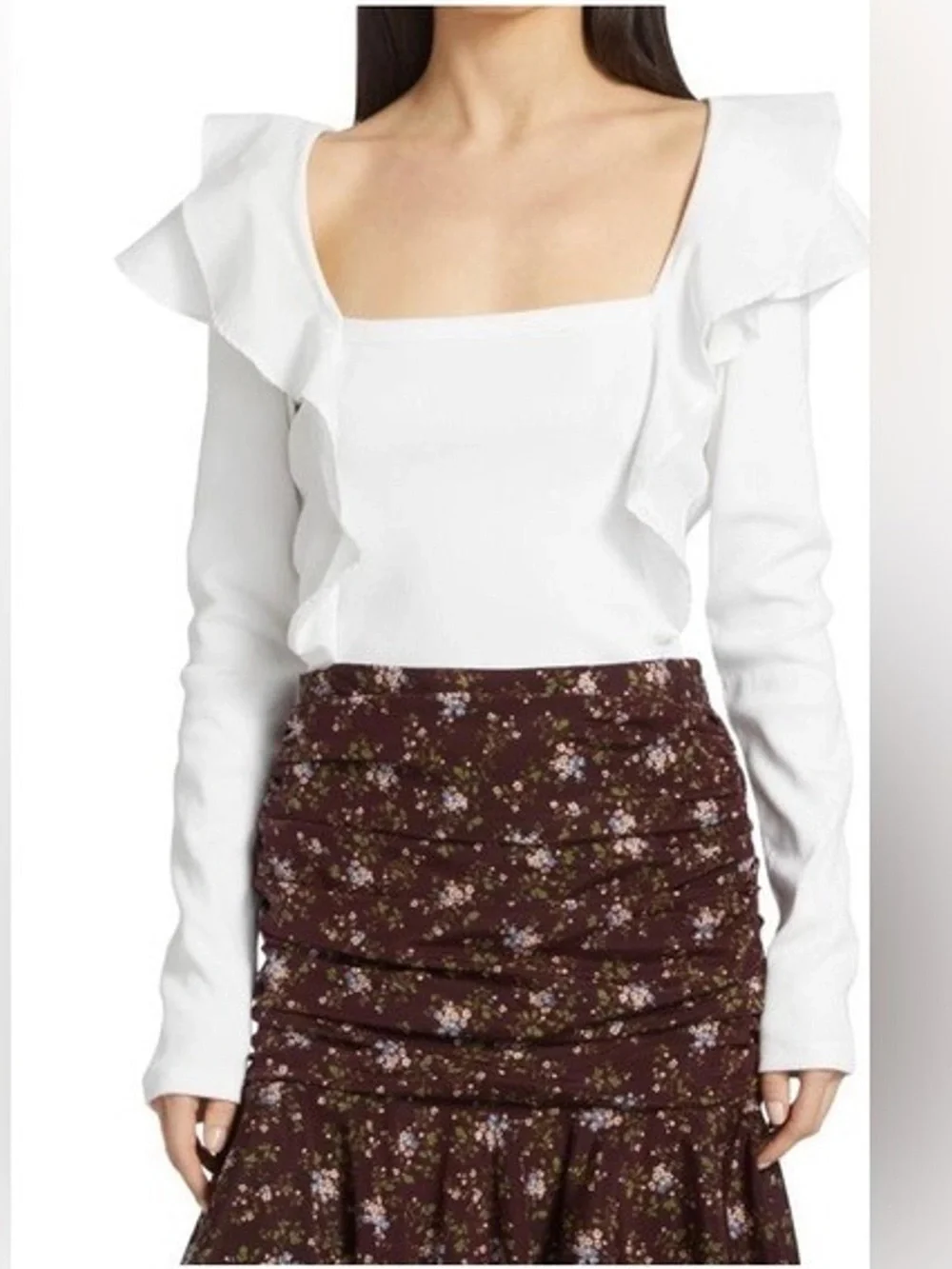 Veronica Beard Gidea Ruffled Long Sleeve Top - Picture 2 of 5
